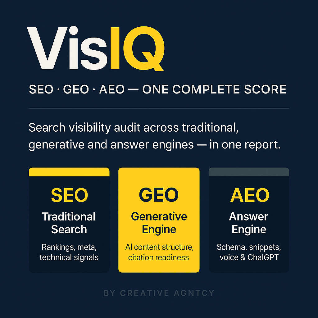 VisIQ - AI search visibility audit tool by Creative Agntcy, Atlanta